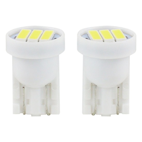 Amio - Λαμπάκια LED 3SMD 7020 τύπου T10 βάση W5W W2.1x9.5d τάση λειτουργίας 12V απόδοσης 0.4W χρώμα λευκό για Επιβατικά Αυτοκίνητα - 2 τεμ. (01096/AM)