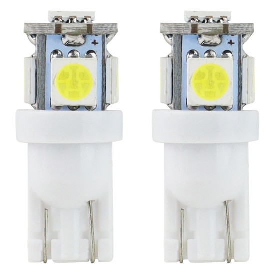 Amio - Λάμπες LED T10 W5W 12V W2.1x9.5d Λευκό Φως 5600K με 5 SMD 5050 chips Καρφωτές για Φώτα Θέσης Πινακίδας και Εσωτερικού Φωτισμού Αυτοκινήτου - 1 σετ (01284/AM)