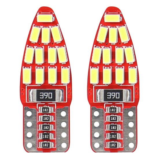 Amio - Λάμπες LED T10 W5W 12V W2.1x9.5d Λευκό Φως 5600K με 24 SMD 3014HP CAN-BUS Καρφωτές για Φώτα Θέσης Πινακίδας και Εσωτερικού Φωτισμού Αυτοκινήτου - 1 σετ (01285/AM)