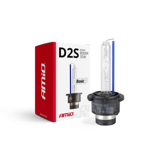 Amio - Ανταλλακτική Λάμπα D2S Xenon 12V 35W 8000K Basic Σειρά P32d-2 Μπλε-Λευκό Φως για Φώτα Αυτοκινήτου - 1 τεμ. (01321/AM)
