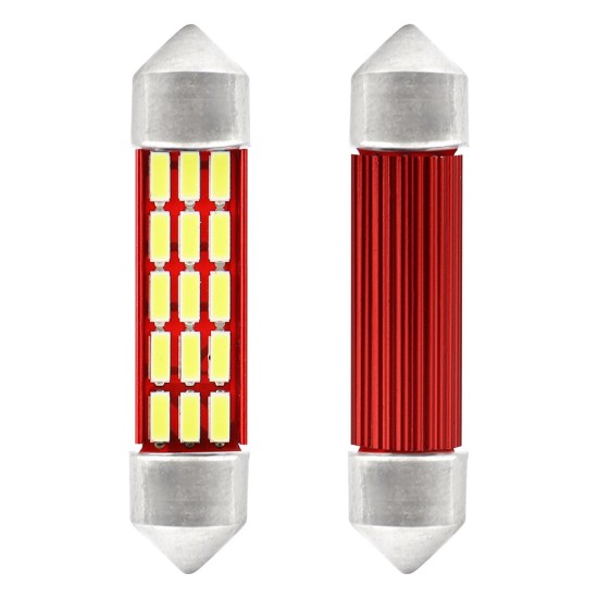 Amio – Λαμπάκια Πλαφονιέρας LED 41mm C5W C10W 12/24V 2.3W 5600K 20xSMD 4014 CANBUS για Ισχυρό Φωτισμό Εσωτερικού χωρίς Σφάλματα – Σετ 2 Τεμ. (01634/AM)