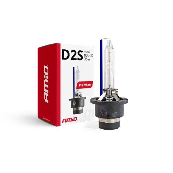 Amio - Λάμπα Xenon D2S 8000K 35W 12V Premium για αντικατάσταση εργοστασιακών και aftermarket xenon με έντονο ψυχρό φωτισμό και σταθερή απόδοση χωρίς τροποποιήσεις - 1 Τεμ. (01977/AM)