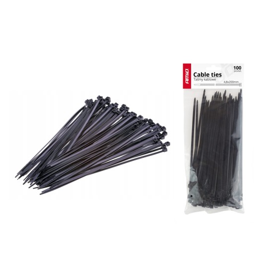Amio - ΔΕΜΑΤΙΚΑ/ΔΕΤΙΚΑ ΚΑΛΩΔΙΩΝ TIE WRAP 4,8 X 300mm (ΜΑΥΡΟ) - 100 ΤΕΜ.  (02156/AM)
