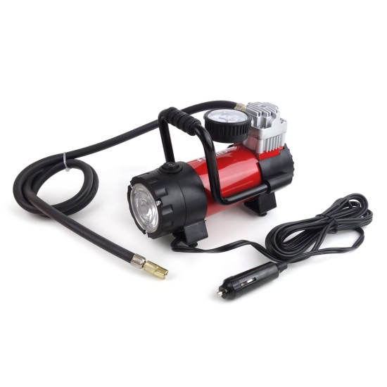 Amio - ΚΟΜΠΡΕΣΕΡ ΑΕΡΑ ΕΛΑΣΤΙΚΩΝ ΜΕΤΑΛΛΙΚΟΣ ACOMP-06 12V 100psi 7bar 28l/min ΜΕ ΦΙΣ ΑΝΑΠΤΗΡΑ ΚΑΙ ΚΑΛΩΔΙΟ 300cm ΚΑΙ ΦΑΚΟ LED - 1 ΤΕΜ. (02180/AM)