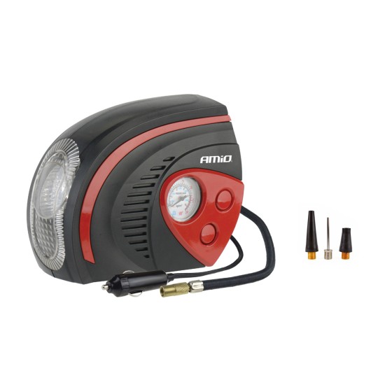 Amio - ΚΟΜΠΡΕΣΕΡ ΑΕΡΑ ΕΛΑΣΤΙΚΩΝ 12V 100psi 7bar ΜΕ ΦΙΣ ΑΝΑΠΤΗΡΑ & LED ΦΑΚΟ - 1 τεμ. (02182/AM)