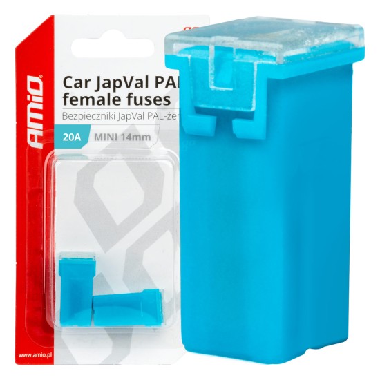 Amio - ΑΣΦΑΛΕΙΕΣ JapVal PAL ΜΙΝΙ 14mm ΘΗΛΥΚΕΣ 20A ΣΕ ΓΑΛΑΖΙΟ ΧΡΩΜΑ - 2 Τεμ. (03435/AM)