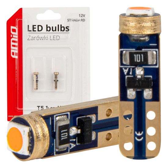 Amio - ΛΑΜΠΑΚΙΑ T5 W1W 12V 1SMD LED ΚΟΚΚΙΝΑ - 2 ΤΕΜ. (03727/AM)