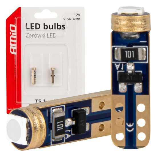 Amio - ΛΑΜΠΑΚΙΑ T5 W1W 12V 1SMD LED ΜΠΛΕ - 2 ΤΕΜ. (03728/AM)