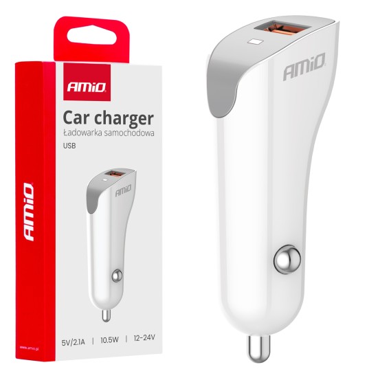 Amio - ΦΟΡΤΙΣΤΗΣ ΑΝΑΠΤΗΡΑ 12/24V ΜΕ 1 ΘΥΡΑ USB 10.5W 5V/2.1A ΛΕΥΚΟΣ - 1 Τεμ. (03873/AM)