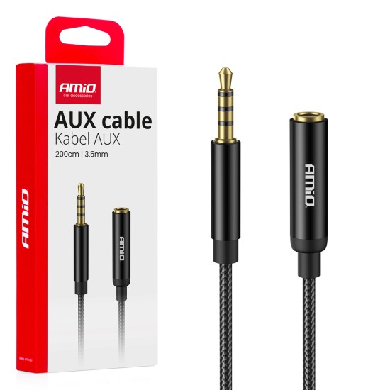 Amio - ΚΑΛΩΔΙΟ ΣΥΝΔΕΣΗΣ AUX MINI JACK ΑΠΟ ΑΡΣΕΝΙΚΟ 3.5mm ΣΕ ΘΗΛΥΚΟ 3.5mm 2m - 1 Τεμ. (04296/AM)