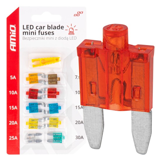 Amio - ΑΣΦΑΛΕΙΕΣ MINI BLADE (ΜΑΧΑΙΡΩΤΕΣ) & ΕΡΓΑΛΕΙΟ ΑΦΑΙΡΕΣΗΣ ΚΑΡΤΕΛΑ (5A/10A/15A/ 20A/25A) -10 ΤΕΜ. (04340/AM)
