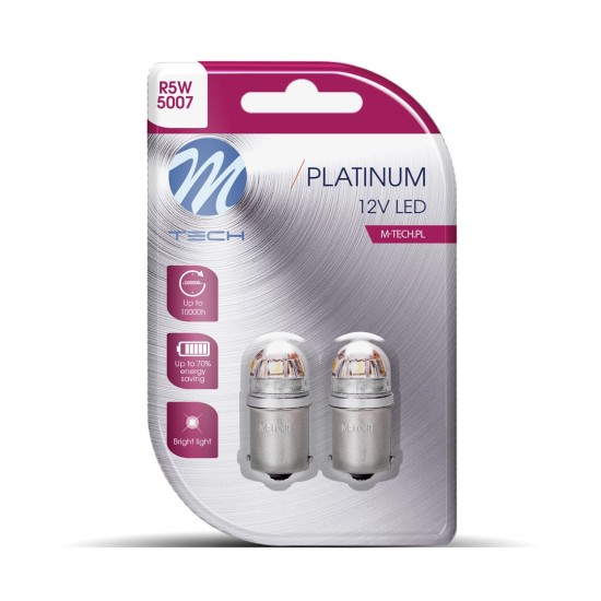 ΛΑΜΠΑΚΙΑ W16W T15 12/24V 1W 5x2835SMD LED CAN-BUS ΛΕΥΚΟ PLATINIUM BLISTER M-TECH -  2 ΤΕΜ