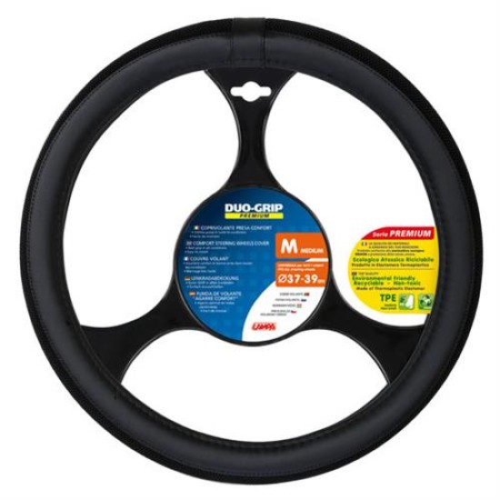 Lampa Κάλυμμα Τιμονιού Αυτοκινήτου DUO GRIP 37-39εκ. Άοσμο πλεχτή αντιιδρωτική επένδυση Μαύρο 1-τεμ. (L3314.1)
