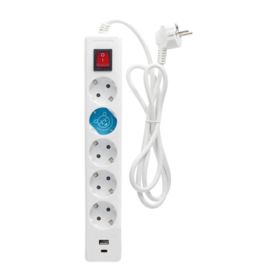 Πολύπριζο GSC 5 Θέσεων με Διακόπτη, Θύρες 1xUSB A, 1xUSB C & Καλώδιο 1.4m (3 x 1.5mm) Λευκό Πολύπριζο GSC 5 Θέσεων με Διακόπτη, Θύρες 1xUSB A, 1xUSB C & Καλώδιο 1.4m (3 x 1.5mm) Λευκό