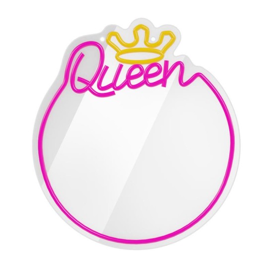 Neon LED Forever Light Καθρέπτης FMNE04 QUEEN Λευκό-Ροζ Neon LED Forever Light Καθρέπτης FMNE04 QUEEN Λευκό-Ροζ