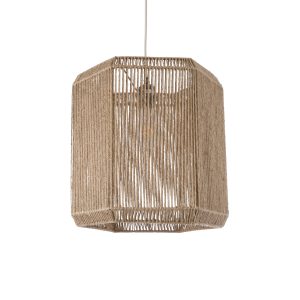 CAYMAN 00519 Boho Κρεμαστό Φωτιστικό Πλέγμα Μονόφωτο 1 x E27 IP20 Μπεζ Σχοινί – Μ40 x Π40 x Υ40cm