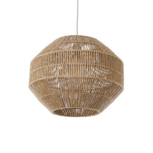 CAYMAN 00522 Boho Κρεμαστό Φωτιστικό Πλέγμα Μονόφωτο 1 x E27 IP20 Μπεζ Σχοινί – Μ40 x Π40 x Υ30cm