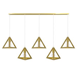 TRIANGLE 00610 Μοντέρνο Κρεμαστό Φωτιστικό Ράγα Πολύφωτο 5 x E27 IP20 Χρυσό Μέταλλο – Μ170 x Π22 x Y130cm