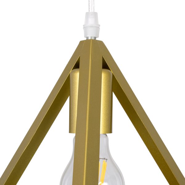 TRIANGLE 00610 Μοντέρνο Κρεμαστό Φωτιστικό Ράγα Πολύφωτο 5 x E27 IP20 Χρυσό Μέταλλο - Μ170 x Π22 x Y130cm - Image 5