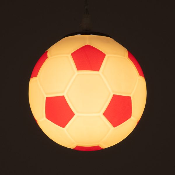 FOOTBALL 00642 Παιδικό Κρεμαστό Φωτιστικό Μπάλα Μονόφωτο 1 x E27 IP20 Λευκό & Κόκκινο Γυαλί - Μ15 x Π15 x Y18cm - Image 2