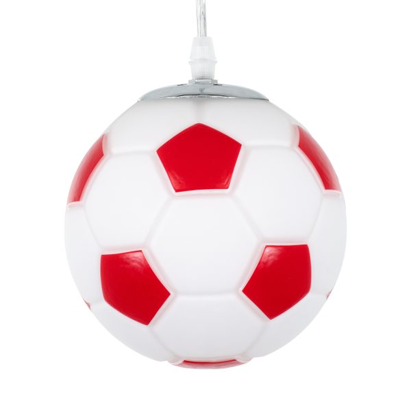 FOOTBALL 00642 Παιδικό Κρεμαστό Φωτιστικό Μπάλα Μονόφωτο 1 x E27 IP20 Λευκό & Κόκκινο Γυαλί - Μ15 x Π15 x Y18cm - Image 4