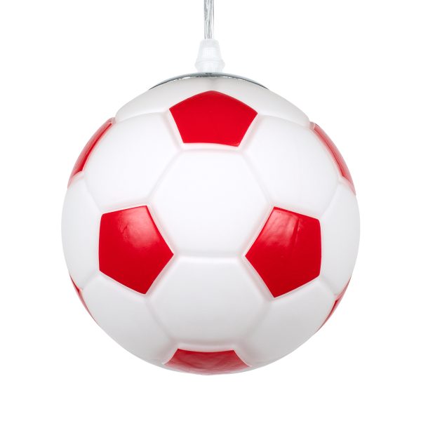 FOOTBALL 00642 Παιδικό Κρεμαστό Φωτιστικό Μπάλα Μονόφωτο 1 x E27 IP20 Λευκό & Κόκκινο Γυαλί - Μ15 x Π15 x Y18cm - Image 5