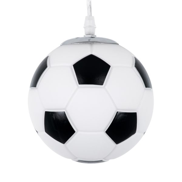 FOOTBALL 00643 Παιδικό Κρεμαστό Φωτιστικό Μπάλα Μονόφωτο 1 x E27 IP20 Λευκό & Μαύρο Γυαλί - Μ15 x Π15 x Y18cm - Image 4
