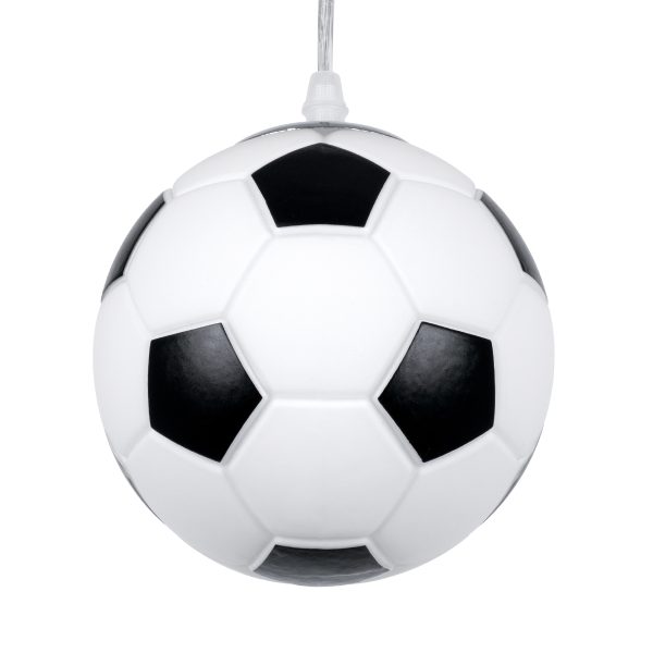 FOOTBALL 00643 Παιδικό Κρεμαστό Φωτιστικό Μπάλα Μονόφωτο 1 x E27 IP20 Λευκό & Μαύρο Γυαλί - Μ15 x Π15 x Y18cm - Image 5