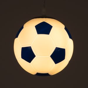 FOOTBALL 00644 Παιδικό Κρεμαστό Φωτιστικό Μπάλα Μονόφωτο 1 x E27 IP20 Λευκό & Μπλε Γυαλί – Μ15 x Π15 x Y18cm