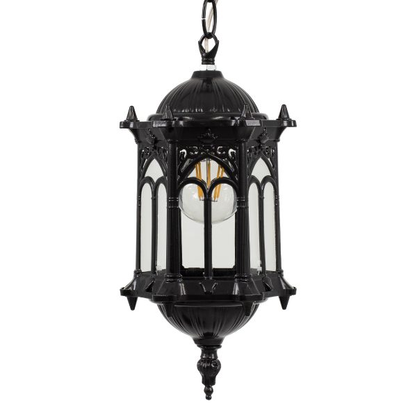 DARCY 00655 Vintage Κρεμαστό Φωτιστικό Πλέγμα Μονόφωτο 1 x E27 IP20 Μαύρο Μέταλλο με Διάφανο Γυαλί - Μ15.5 x Π15.5 x Υ32.5cm - Image 4