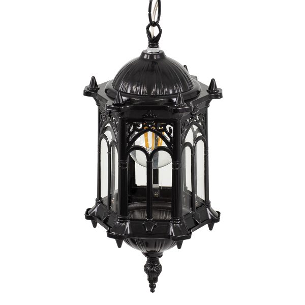 DARCY 00655 Vintage Κρεμαστό Φωτιστικό Πλέγμα Μονόφωτο 1 x E27 IP20 Μαύρο Μέταλλο με Διάφανο Γυαλί - Μ15.5 x Π15.5 x Υ32.5cm - Image 5