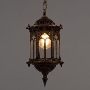 DARCY 00656 Vintage Κρεμαστό Φωτιστικό Πλέγμα Μονόφωτο 1 x E27 IP20 Μπρούτζινο Μέταλλο με Διάφανο Γυαλί – Μ15.5 x Π15.5 x Υ32.5cm