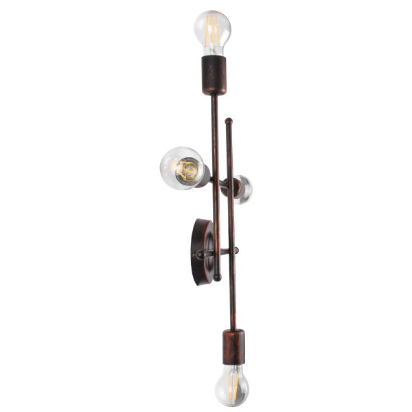 PIPING 00662 Vintage Επιτοίχιο Φωτιστικό Πολύφωτο 4 x E27 IP20 Χάλκινο Μέταλλο - Μ40 x Π9 x Υ52cm - Image 4