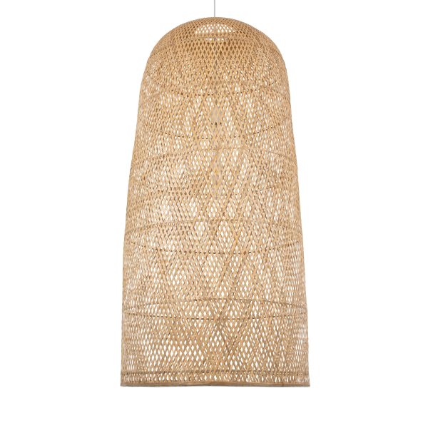 CALERO 00670 Boho Κρεμαστό Φωτιστικό Καμπάνα Μονόφωτο 1 x E27 IP20 Μπεζ Ξύλο - Μ60 x Π60 x Y120cm - Image 4