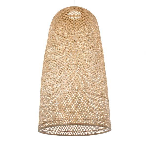 CALERO 00670 Boho Κρεμαστό Φωτιστικό Καμπάνα Μονόφωτο 1 x E27 IP20 Μπεζ Ξύλο - Μ60 x Π60 x Y120cm - Image 5