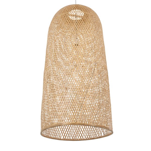 CALERO 00671 Boho Κρεμαστό Φωτιστικό Καμπάνα Μονόφωτο 1 x E27 IP20 Μπεζ Ξύλο - Μ50 x Π50 x Y110cm - Image 5