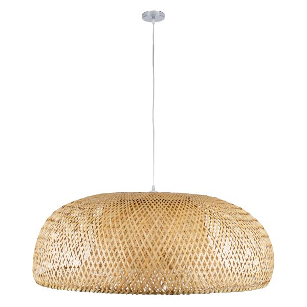 SAN TROPEZ 00673 Boho Κρεμαστό Φωτιστικό Πλέγμα Μονόφωτο 1 x E27 IP20 Μπεζ Ξύλο - Μ100 x Π100 x Y35cm - Image 3