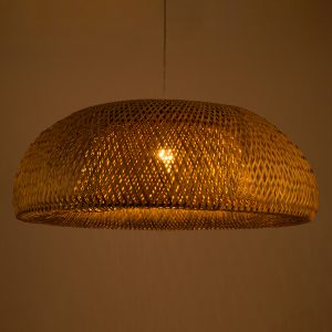 SAN TROPEZ 00674 Boho Κρεμαστό Φωτιστικό Ανάρτηση Μονόφωτο 1 x E27 IP20 Μπεζ Ξύλο – Μ80 x Π80 x Y28cm