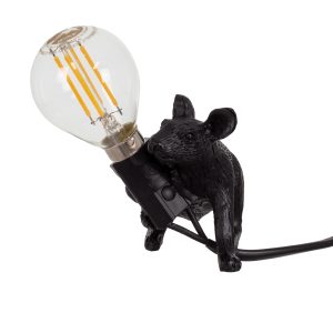 MOUSE 00675 Vintage Επιτραπέζιο Φωτιστικό Πορτατίφ Μονόφωτο 1 x E12 IP20 Μαύρο Πλαστικό – Μ13 x Π4 x Υ7cm