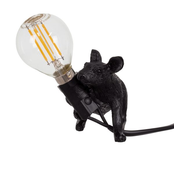 MOUSE 00675 Vintage Επιτραπέζιο Φωτιστικό Πορτατίφ Μονόφωτο 1 x E12 IP20 Μαύρο Πλαστικό - Μ13 x Π4 x Υ7cm - Image 2