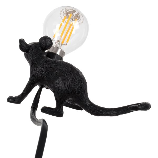 MOUSE 00675 Vintage Επιτραπέζιο Φωτιστικό Πορτατίφ Μονόφωτο 1 x E12 IP20 Μαύρο Πλαστικό - Μ13 x Π4 x Υ7cm - Image 3