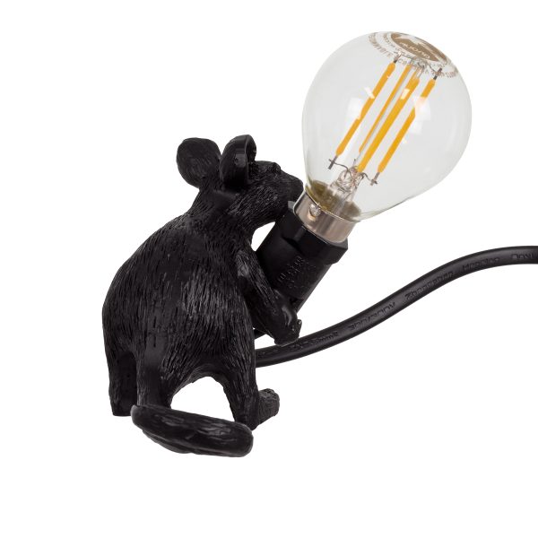MOUSE 00675 Vintage Επιτραπέζιο Φωτιστικό Πορτατίφ Μονόφωτο 1 x E12 IP20 Μαύρο Πλαστικό - Μ13 x Π4 x Υ7cm - Image 4