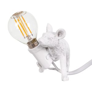 MOUSE 00676 Vintage Επιτραπέζιο Φωτιστικό Πορτατίφ Μονόφωτο 1 x E12 IP20 Λευκό Πλαστικό – Μ13 x Π4 x Υ7cm