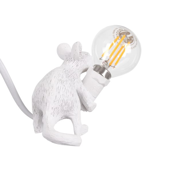 MOUSE 00676 Vintage Επιτραπέζιο Φωτιστικό Πορτατίφ Μονόφωτο 1 x E12 IP20 Λευκό Πλαστικό - Μ13 x Π4 x Υ7cm - Image 4
