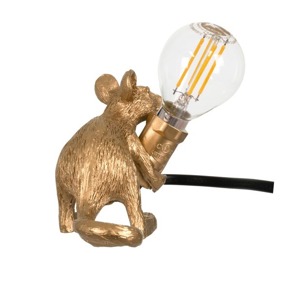 MOUSE 00677 Vintage Επιτραπέζιο Φωτιστικό Πορτατίφ Μονόφωτο 1 x E12 IP20 Χρυσό Πλαστικό - Μ13 x Π4 x Υ7cm - Image 4