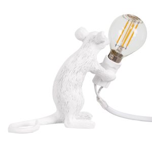 MOUSE 00679 Vintage Επιτραπέζιο Φωτιστικό Πορτατίφ Μονόφωτο 1 x E12 IP20 Λευκό Πλαστικό – Μ12 x Π4 x Υ10cm