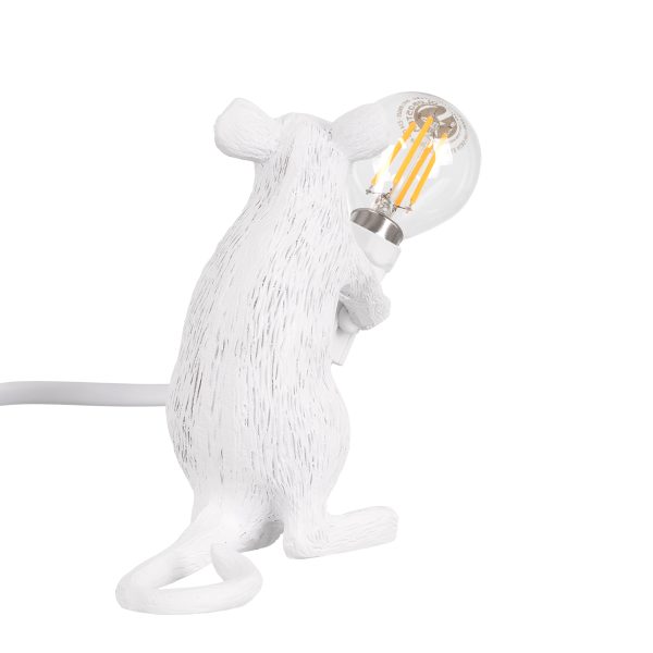 MOUSE 00679 Vintage Επιτραπέζιο Φωτιστικό Πορτατίφ Μονόφωτο 1 x E12 IP20 Λευκό Πλαστικό - Μ12 x Π4 x Υ10cm - Image 3