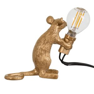 MOUSE 00680 Vintage Επιτραπέζιο Φωτιστικό Πορτατίφ Μονόφωτο 1 x E12 IP20 Χρυσό Πλαστικό – Μ12 x Π4 x Υ10cm