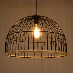 NEVIS 00681 Μοντέρνο Κρεμαστό Φωτιστικό Πλέγμα Μονόφωτο 1 x E27 IP20 Μαύρο Μέταλλο – Μ49 x Π49 x Υ34.5cm