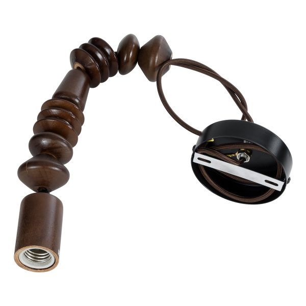 BEADS 00693 Vintage Κρεμαστό Φωτιστικό Ανάρτηση Μονόφωτο 1 x E27 IP20 Καφέ Ξύλο - Μ5 x Π5 x Y33cm - Image 3